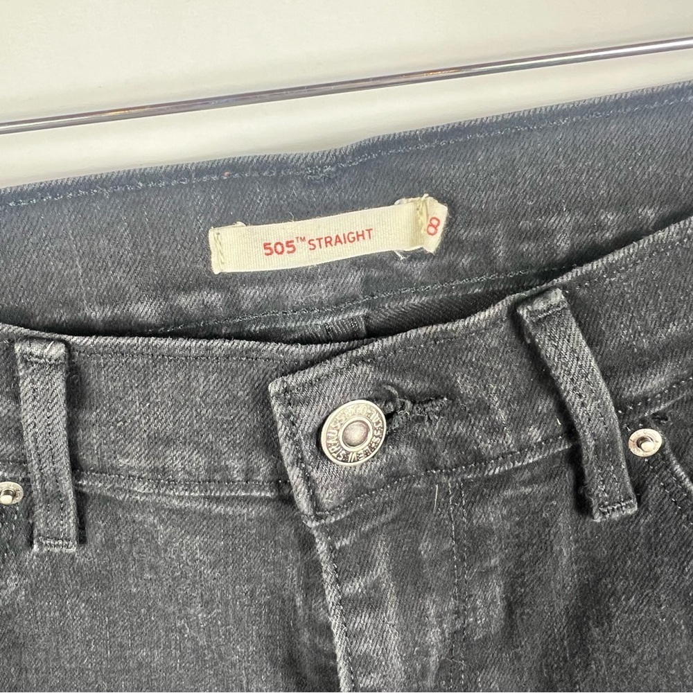 Women's Levi’s 505 Straight Black Jeans - Picture 3 of 8